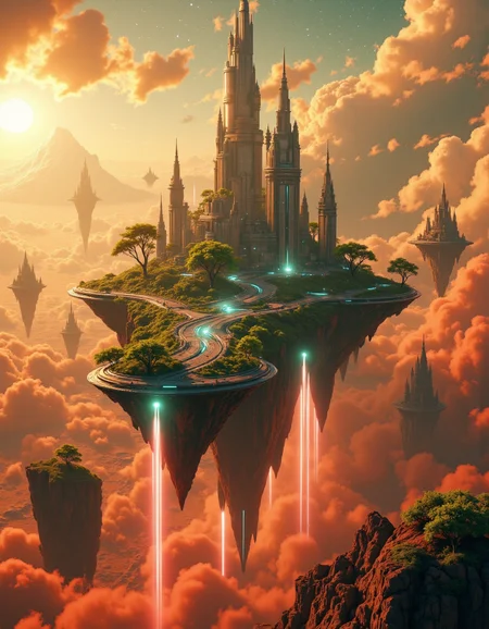 Suspended in the vast expanse of space, a mesmerizing chain of islands drifts serenely in orbit around the red planet, Mars. Each island hovers at a different altitude, their surfaces adorned with lush, emerald foliage that flourishes beneath the glimmering force fields enveloping them like protective shields. The shimmering barriers ripple like liquid light, refracting the harsh glow of distant stars and painting the sky with an ethereal iridescence.
Expansive land bridges connect these celestial wonders, their structures crafted from advanced alloys that gleam under the golden radiance of a nearby sun. Towering skyscrapers, sleek and futuristic, rise like monolithic sentinels from the dense greenery, their crystalline facades pulsing with streams of neon energy. Some seem to touch the heavens, their uppermost floors disappearing into the wisps of cosmic mist that swirl around them.
Above and below, sleek shuttles weave through the intricate pathways of this orbital oasis, descending gracefully toward the Martian surface in choreographed arcs of propulsion and light. Each craft leaves behind a faint, luminescent trail as it navigates through the shimmering force fields, vanishing into the crimson haze that blankets the planet below. The scene is a breathtaking fusion of sci-fi wonder and mystical grandeur, rendered in stunning 8K detail with the magic of Unreal Engine, Octane Render, and the unparalleled realism of ray tracing. It is a vision of a world where technology and fantasy entwine, suspended in the cosmos like an artistâs dream brought to life. <lora:Flux_Detailer_v3:0.8> Jeddtlv3 <lora:Test:0.8> n1t3_du5t