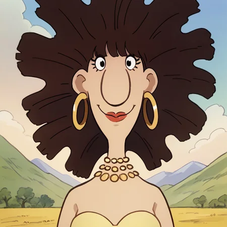 score_9, score_8_up, score_7_up BREAK MrgMLO, 1girl, brown hair, black eyes, lipstick, gold earrings, gold necklace,  strapless yellow bra, raffia skirt, smiling at viewer, island background,