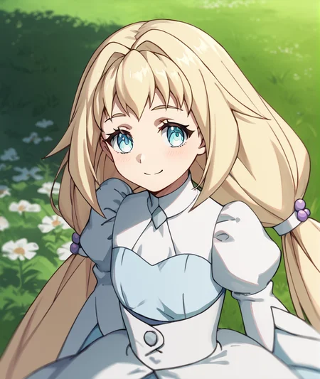 score_9, score_8_up, score_7_up, score_6_up, score_5_up, score_4_up, BREAK source_anime,
<lora:Eve_PONY:1>,eve, 1girl, solo,very long hair , blonde hair, blue eyes,low twintails, white dress, puffy sleeves, pantyhose,puffy sleeves,
,Closed mouth, smile, upper body