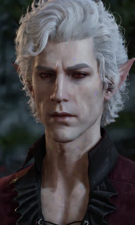 sexy man, curly white hair, vampire, elf, handsome man, astationxl, <lora:astationxl:0.85>
