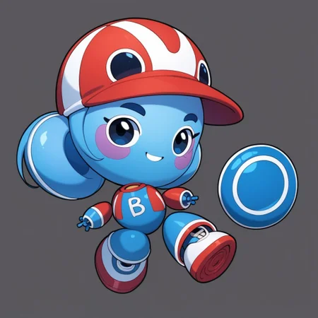 score_9,score_8_up,score_7_up,source_anime, (Buddy.AI),solo,looking at viewer,smile,full body,black eyes,no humans, cyan, simple background, american flag