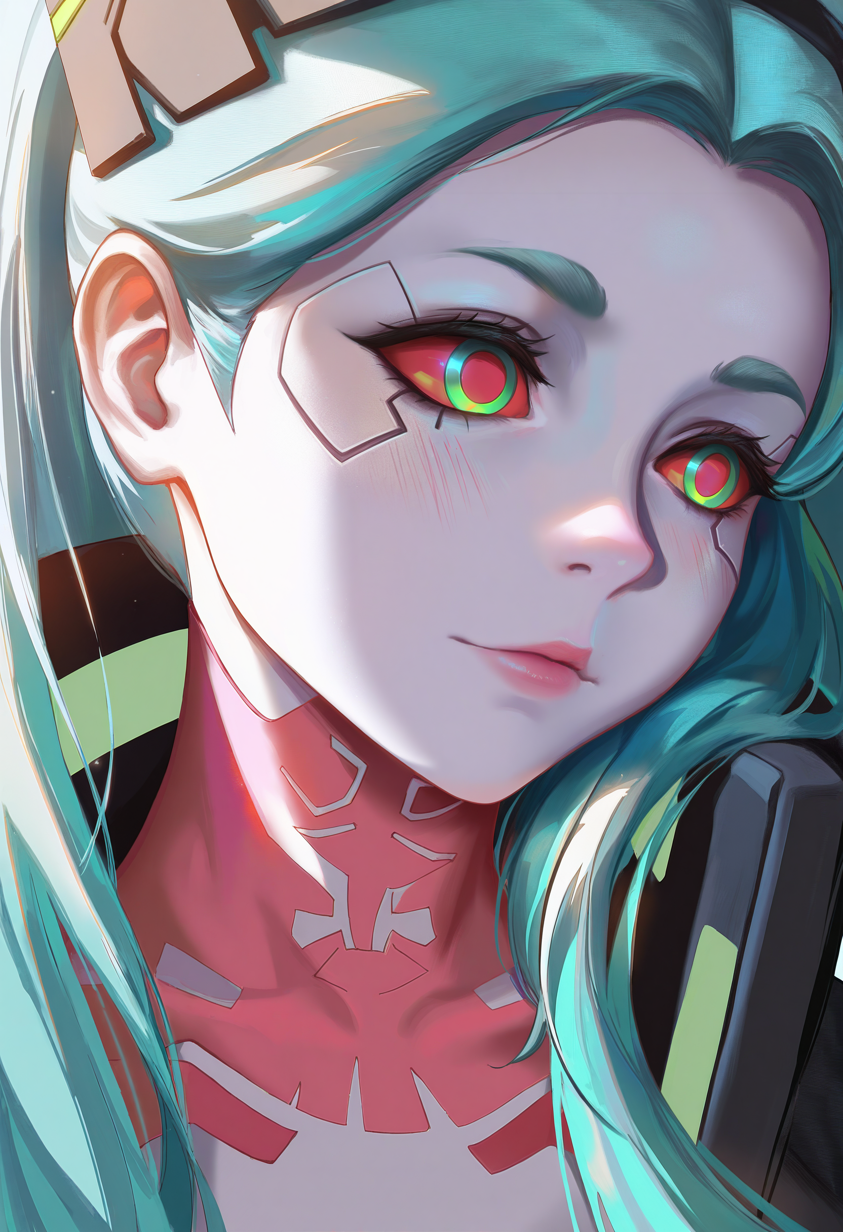 1girl, solo, rebecca \(cyberpunk\), hoodie, portrait, 
masterpiece, best quality, <lora:liangxing-guy90-Illust-Lycorisv1:1>, liaing