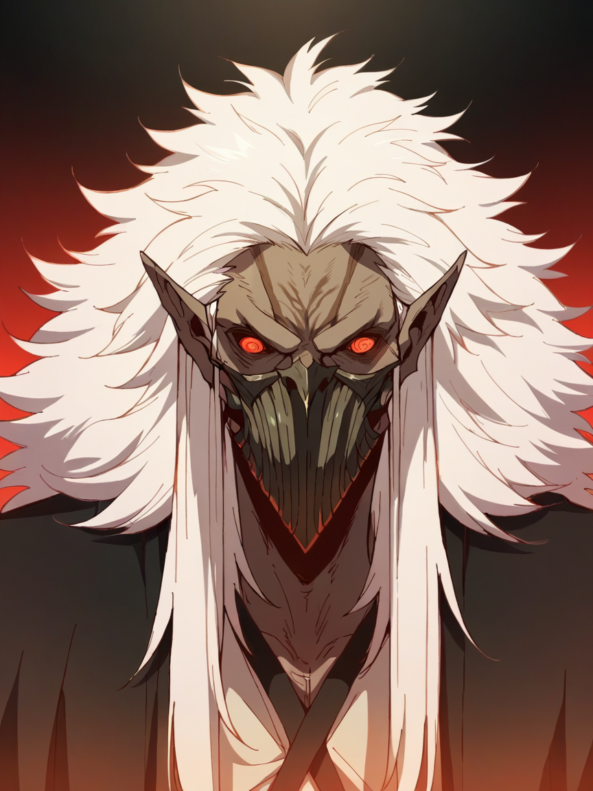 score_9, score_8_up, score_7_up, score_6_up, score_5_up,   <lora:dandadanXLP:1> dan, 1boy, long hair, white hair, monster, solo, mask,