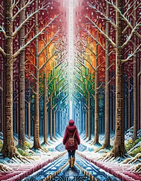 rear angle of a [Rounded|Encapsulated] Artisanal ral-ansrt of the Woods, Snowing, Energetic, mosaic, Burgundy color grading, expressionism art by Alice Rahon, <lora:ral-ansrt:1.2>, artistic, highly detailed, vivid colors, very inspirational, best