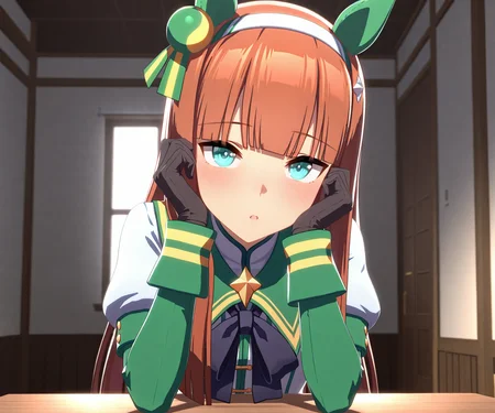 masterpiece, best quality, amazing quality, , 1girl, solo, looking at viewer, <lora:Silence Suzuka in game style 3D ILL-v2:1> ummsmingame, 3d, silence suzuka \(umamusume\)