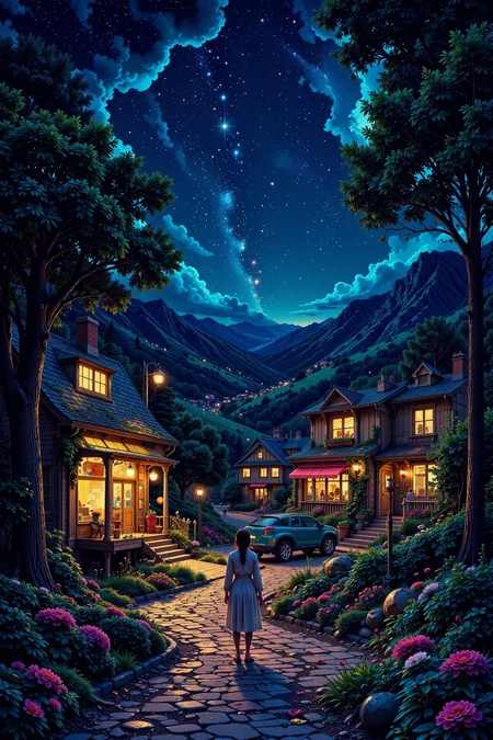 a pet shop beautiful  landscape, bright luminous starry night, woman, very intricate, very detailed, sharp, bright, colorful, <lora:Hand v2:0.5> <lora:Anti-Blur:1><lora:Insane Detail Slider:0.25>  <lora:flux.1_lora_flyway_Epic-detail_v2:0.3> <lora:fluxenhancer:0.25> <lora:ck-Neon-Retrowave:0.4> ck-rw, in the style of ck-rw,  <lora:Neurocore Anime Cyberpunk:0.8> A digital artwork in the style of cknc