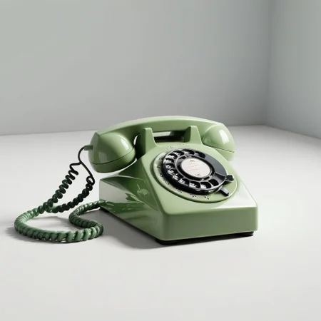 isztoksk, green rotary telephone, no humans, cable, simple background, shadow, still life, solo, grey background,  white background, 3d, miniature, isometric, game design, octane render, masterpiece, best quality