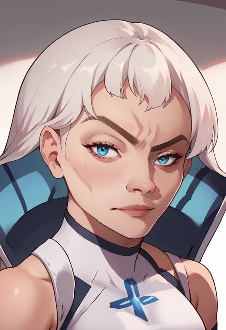 score_9, score_8_up, source_anime, 1girl, rockseyebrowraise, <lora:RocksEyebrowRaise_XLPD:1>, upper body, raised eyebrow, thick eyebrows, <lora:PSchanXLPD:1>, PSchan, elbow gloves, bare shoulders, sleeveless,