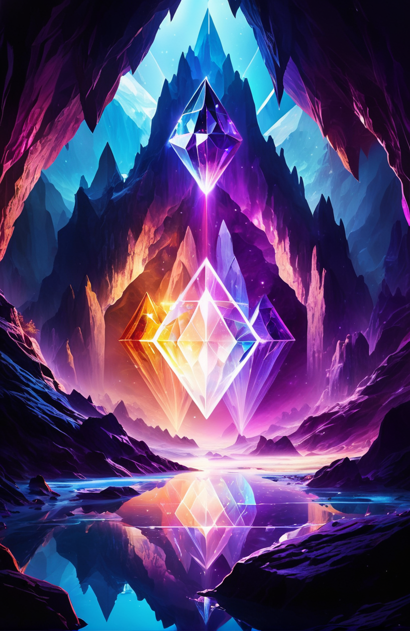 ð ð ð ð ð ð ð ð A bright crystal ð, in a cave ð³ï¸, bright light above ð¡, blue, purple, white ð, mysterious ð, crystal in the center ð¼ï¸.
and Perfect Polygon, (Insane Details:1.2), mirror
 <lora:sdxl_photorealistic_slider_v1:0.8>