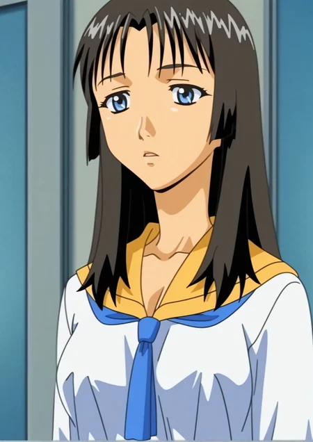<lora:Rumi_Kitazawa_Illustrious_from_Immoral_Sisters:1>,rumi,anime coloring,anime screencap,school uniform,bust,