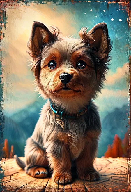 DOROTHY, an elegant lady, ate a hearty breakfast, and watched a wee Munchkin baby, who played with Toto and pulled his tail and crowed and laughed in a way that greatly amused Dorothy. Toto was a fine curiosity to all the people, for they had never seen a dog before. <lora Dreamyvibes Artstyle:0.8>