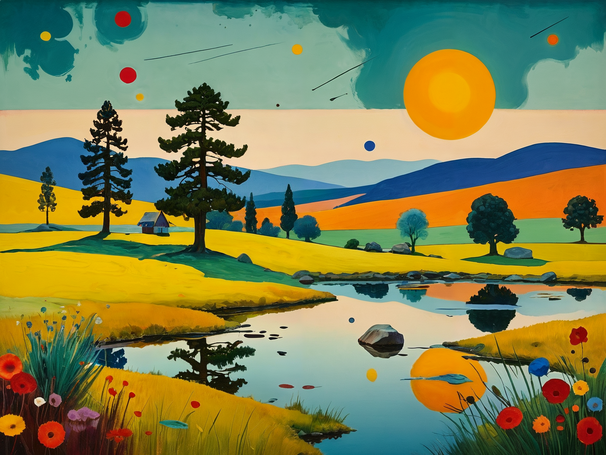 award winning photo, 

Create a new style of art, one that merges the distinctive aesthetic styles of Wassily Kandinsky and Helen Frankenthaler

to produce a fascinating landscape

