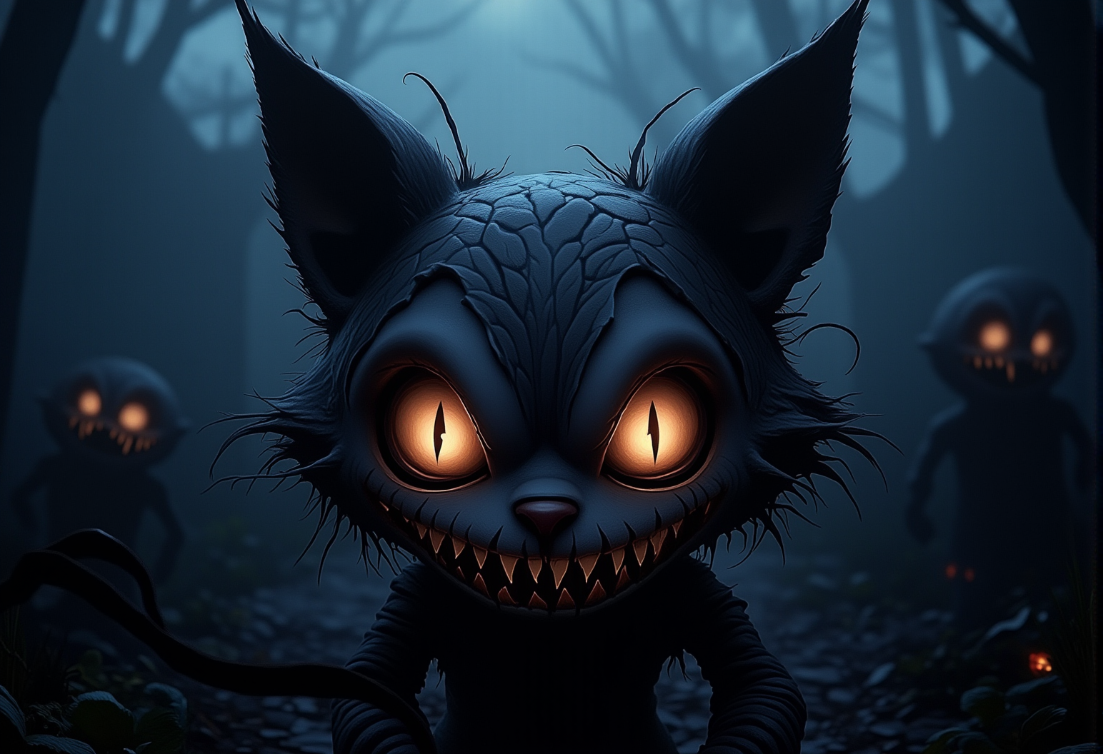 bv-twiwonsty. A close-up of a creepy shadowy beast, focusing on their glowing eyes, surrounded by shadowy mist. , <lora:bv-twisted-wonderland-style-v1.safetensors:1.0:1.0>