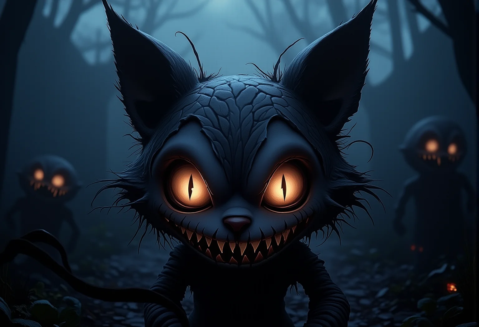 bv-twiwonsty. A close-up of a creepy shadowy beast, focusing on their glowing eyes, surrounded by shadowy mist. , <lora:bv-twisted-wonderland-style-v1.safetensors:1.0:1.0>