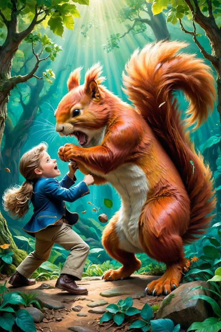 by Jeremiah Ketner and Bruce Weber, action shot, fighting, fantasy, gigantic squirrels, bosstyle <lora:boss_battles:0.55> , oil pastel <lora:oil_pastel:1.00> <lora:more_art:0.30> <lora:RMSDXL_Enhance:0.45> <lora:RMSDXL_Creative:0.45> <lora:RMSDXL_Photo:0.45> <lora:RMSDXL_Darkness_Cinema:0.45> <lora:clothing_slider:2.00> <lora:great_lighting:1.00> <lora:aesthetic:1.00> <lora:looking_at_viewer:1.00> <lora:photorealistic_portrait_v2:0.25> <lora:attractive_v2:0.10> <lora:extremely_detailed_v2:0.25> <lora:XDetail_heavy:0.45> <lora:add_detail:0.75> <lora:perfect_eyes:0.25> <lora:perfect_hands:0.50> <lora:midjourney:-0.15>