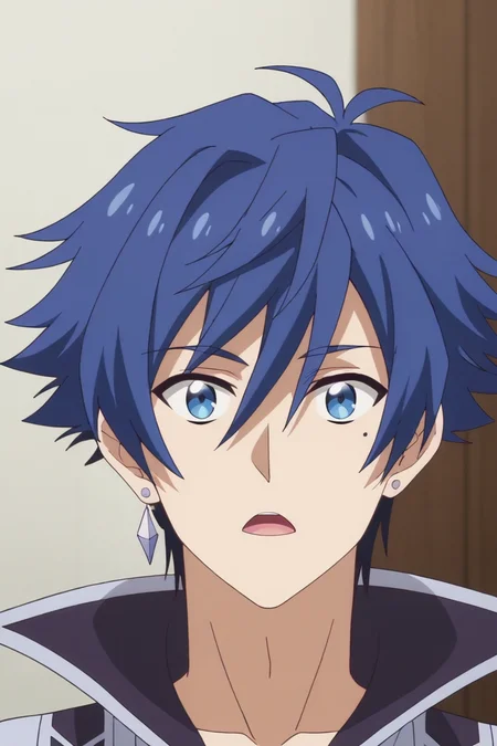 score_9, score_8_up, score_7_up,source_anime,BREAK, rating_safe, intricate details , , , anime screencap, anime coloring, official style, depth of field,1boy, solo, male focus , , , <lora:allen:0.88>, allen westfelt,blue hair,blue eyes,spiky hair,short hair,mole,jewelry,looking at viewer,close up,open mouth , , ,<lora:sdxl_lightning_8step_lora_315544:1>