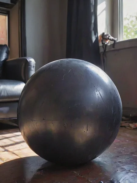 wrnoultx, painting, a rubber ball dog inside a cozy latex living room, deep shadows, sunny, <lora:- SDXL - wrnoultx_rubber_coating_V1.0:.8> <lora:- SDXL - n-eeyblch_eye_bleach_V1.0:0.8> n-eeyblch