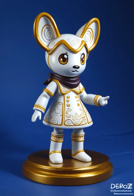 a golden and white porcelain (((figurine of DedMoroz))) (pmg style, h1ppyCE style, hippy, DedMoroz)