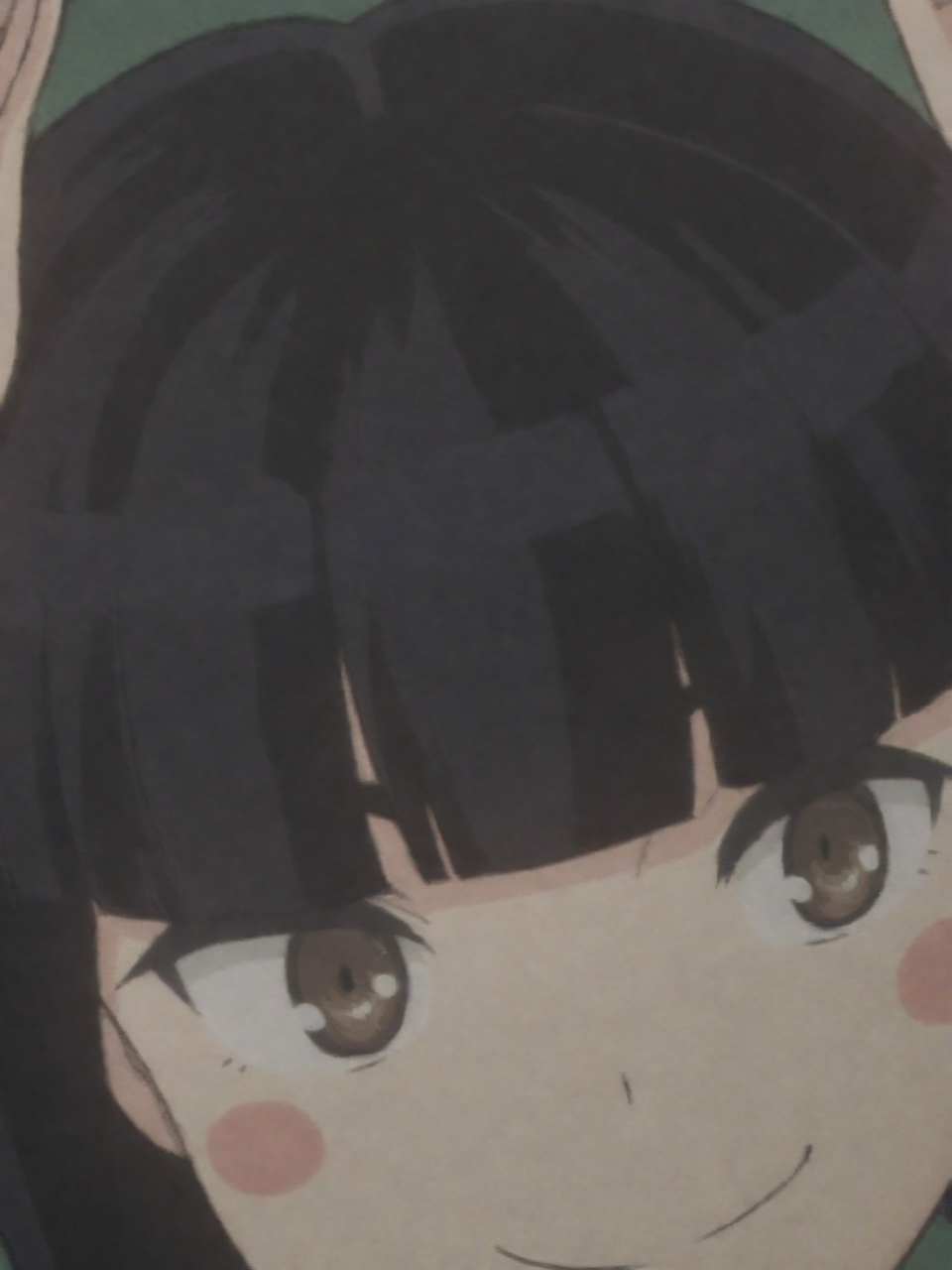 Otome_Saotome_LW, black hair, bob cut, short hair, blunt bangs, brown eyes, 1girl, solo,BSSPYCB,blush stickers,smile,portrait,rabbit ear pose,<lora:Otome Saotome:0.8>,<lora:PYCB:0.8>