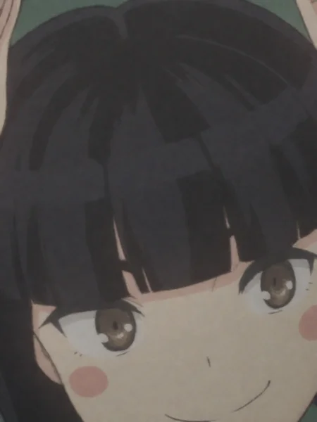 Otome_Saotome_LW, black hair, bob cut, short hair, blunt bangs, brown eyes, 1girl, solo,BSSPYCB,blush stickers,smile,portrait,rabbit ear pose,<lora:Otome Saotome:0.8>,<lora:PYCB:0.8>