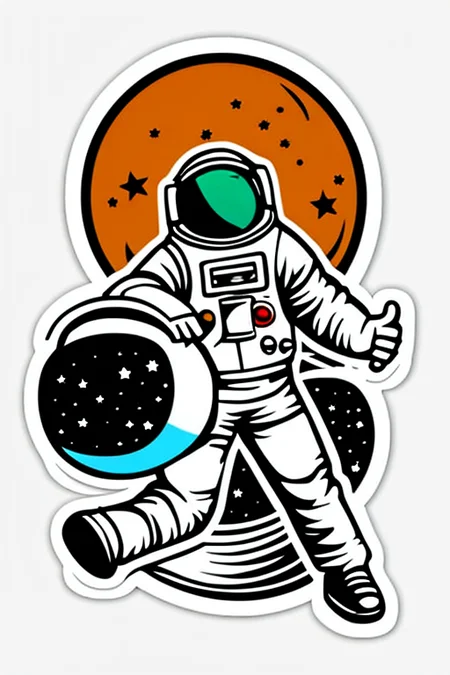 spaceman ((stickers)) retro (high quality) <lora:stickersAnimeStyle_v10:0.6>