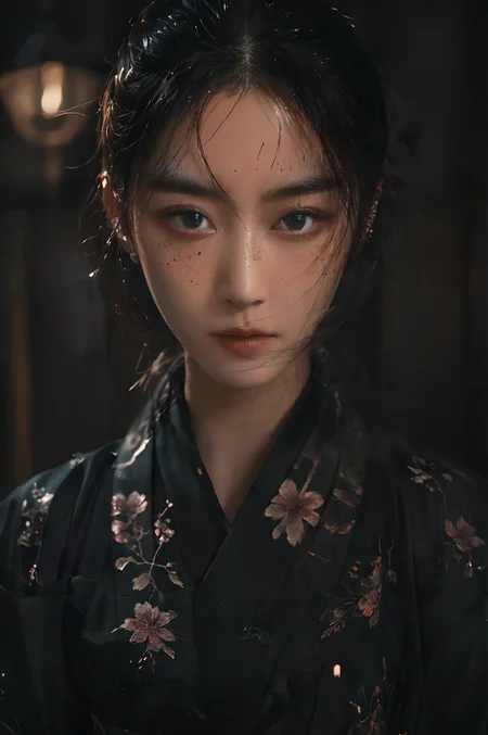 Here is the enhanced prompt:
masterpiece, best quality, 4k, girl sexy in kimono, ultra realistic, concept art, intricate details, eerie, horror, highly detailed, photorealistic, octane render, 8k, unreal engine, art by artgerm and greg rutkowski and charlie bowater and magali villeneuve and alphonse mucha, full body, crisp, high-definition, vivid, sharp, clear, soft light, accurate, fidelity, cinematic, immersive, lifelike, baixl-shuimo, 1girl, Dark Majic, rich textures, subtle shadows, dramatic lighting, intense contrast.