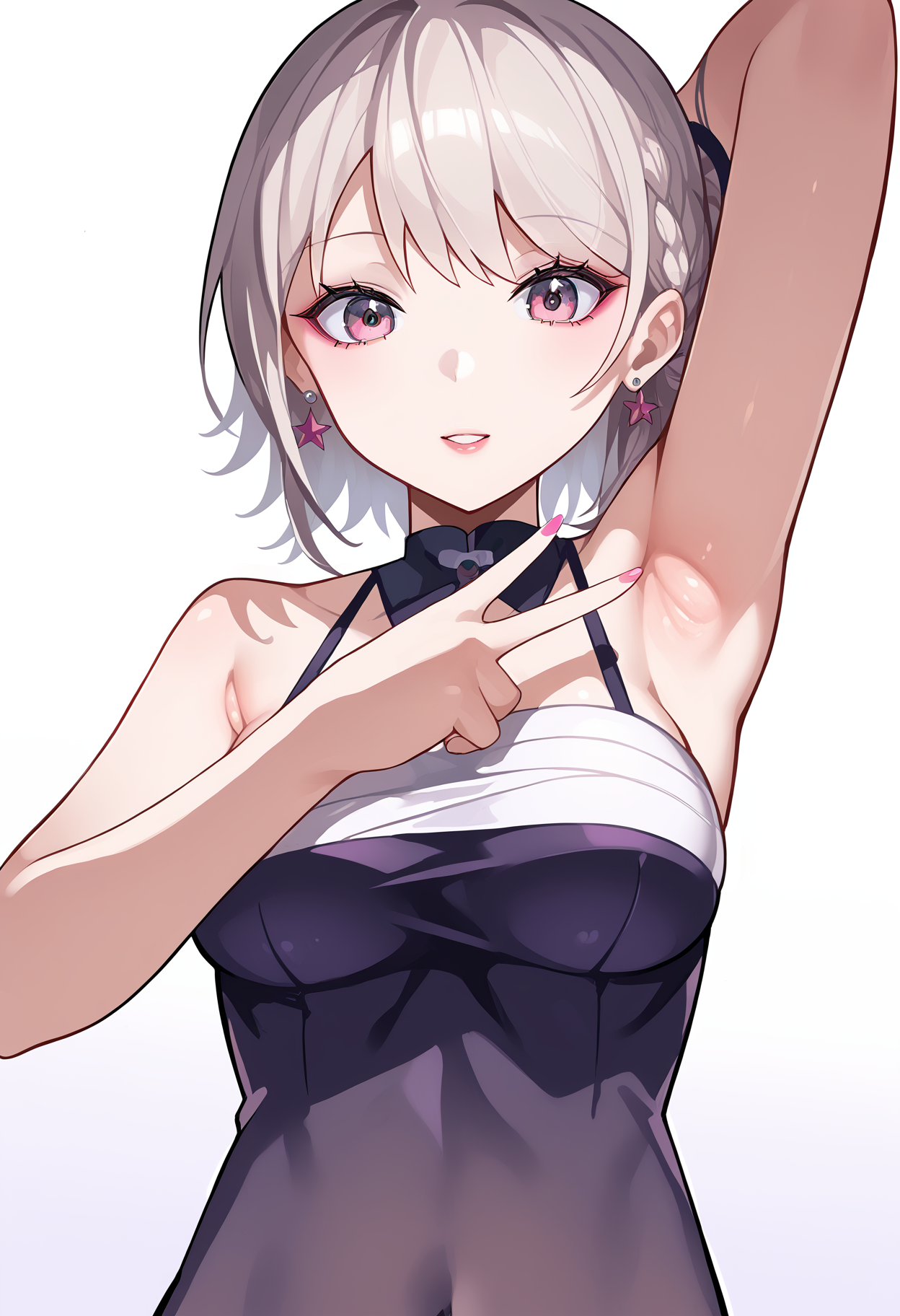 score_9, score_7_up,source_anime,anatomically correct,best perspective BREAK
1girl,  <lora:hirostyle:1> hirostyle,     <lora:spread-armpit-ponyxl-lora-nochekaiser_r1:1>  spread armpit, armpits, armpit focus, v,