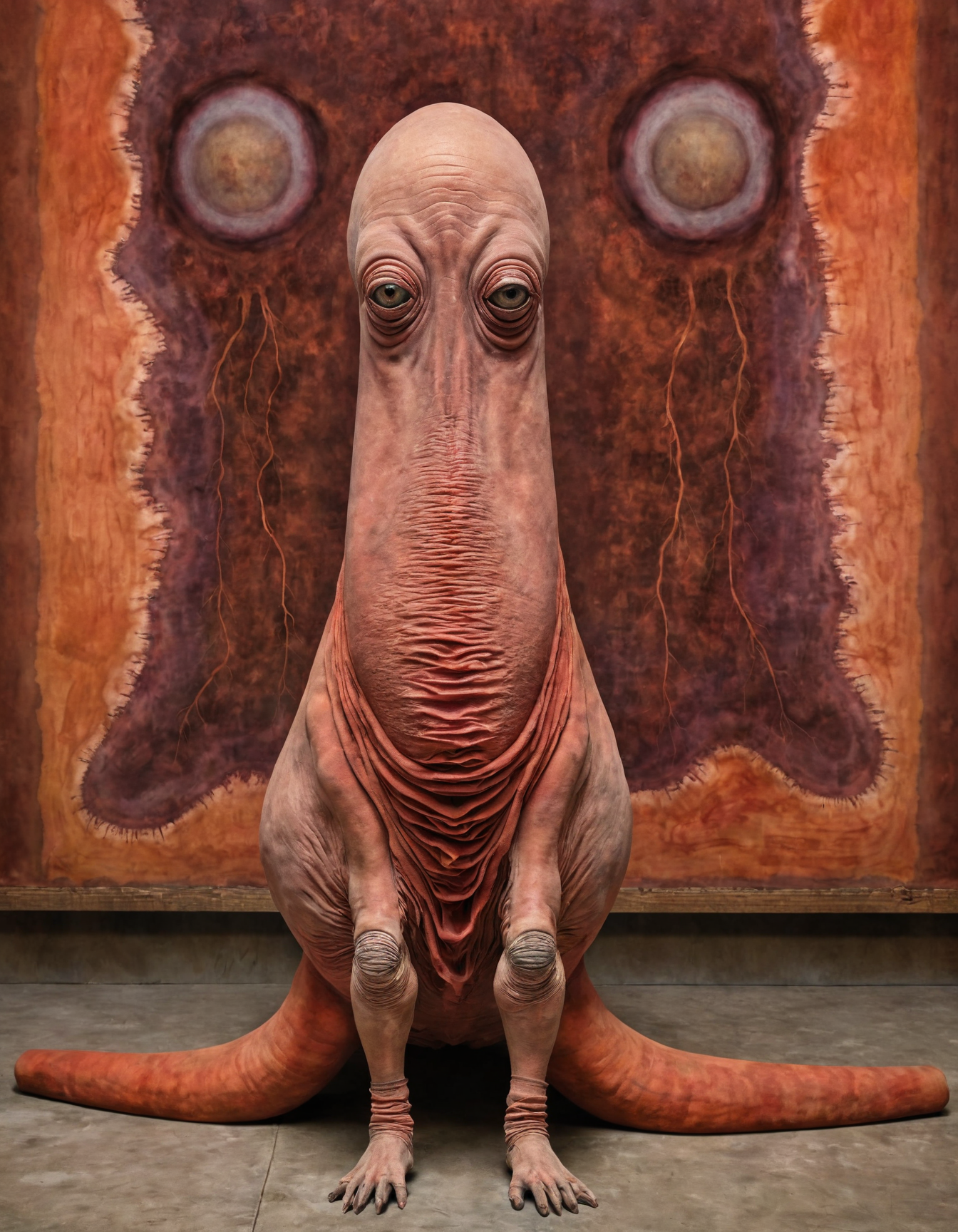 highly detailed and hyper realistic photo by Mark Rothko , creature, bizarre, abnormal, otherworldly, biomorphic forms, medium full shot, hyper detailed and highly realistic.