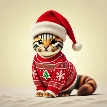 masterpiece, best quality, absurdres, animal christmas, christmas theme,
animal focus, no humans,
too_many_cats, christmas hat, christmas sweater