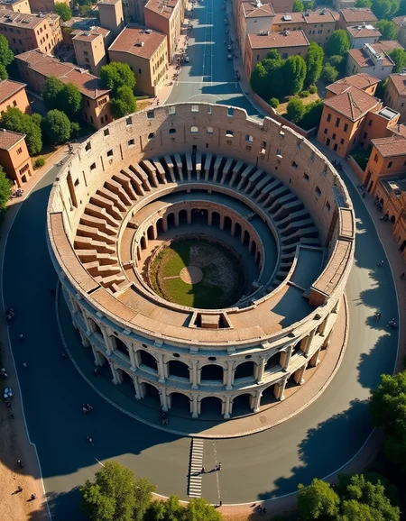 Aerial perspective of the Colosseum in Rome, Italy. Breathtaking bird's eye view of the ancient amphitheater, showcasing its oval structure and arched facades. Surrounding Roman Forum ruins and modern city streets visible from above, beautiful shadows, detailed textures, detailed scene, ultra detailed, best quality, 4K, hyperdetailed image, realistic skin texture, photorealistic image<lora:add-detail-xl:1> <lora:Flux-style-xl-lora:1> <lora:extremely_detailed:1> <lora:xl_more_art-full_v1:1> <lora:ElvenInterior:1>