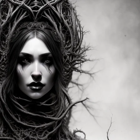 portrait of beautiful goth woman, sharp focus, 4k, art by RFKTR_rootrex and rfktr_bwmnga