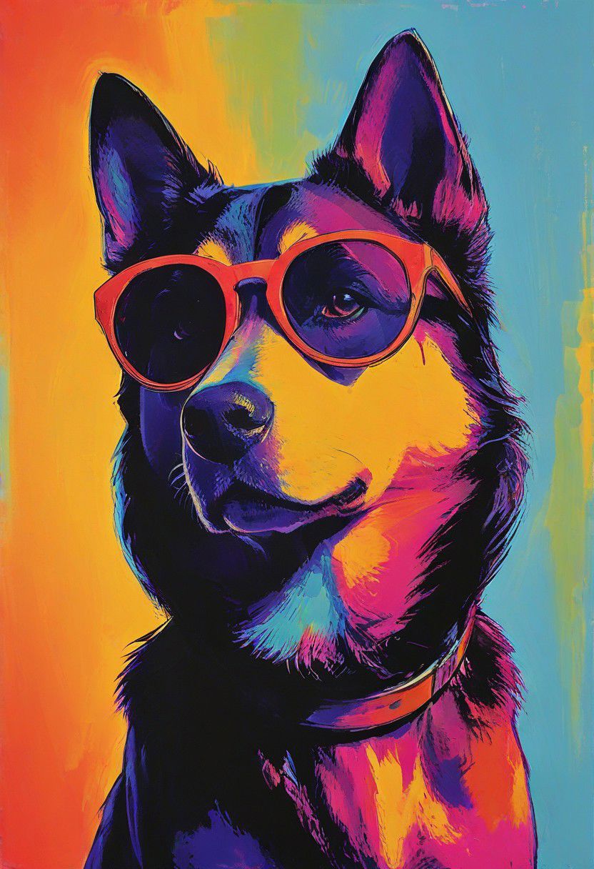 impactful color paint of, a Siberian Husky
Dog breed, wearing dark sunglasses, highly detailed, vibrant colors , 8k, sharp, professional, clear, high contrast, high saturated, , vivid deep blacks, crystal clear
