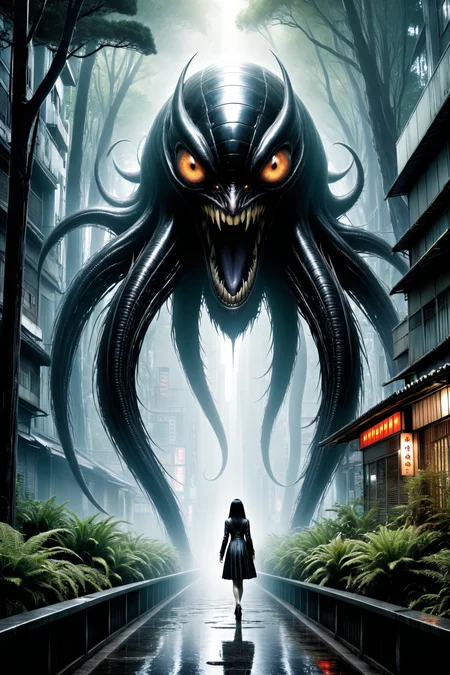 by Junji Ito and Stephan Martiniere <lora:more_art:0.30><lora:clothing_slider:2.00><lora:great_lighting:1.30><lora:aesthetic:1.15><lora:photorealistic_portrait:1.25><lora:RMSDXL_Enhance:0.45><lora:RMSDXL_Creative:0.35><lora:RMSDXL_Photo:0.45><lora:RMSDXL_Darkness_Cinema:0.50><lora:XDetail_heavy:0.45><lora:perfect_eyes:0.15><lora:perfect_hands:0.15><lora:midjourney:-0.15><lora:looking_at_viewer:0.75><lora:dpo:0.25>