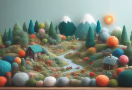 a yrnwrld forest scene<lora:YarnworldV2:1>