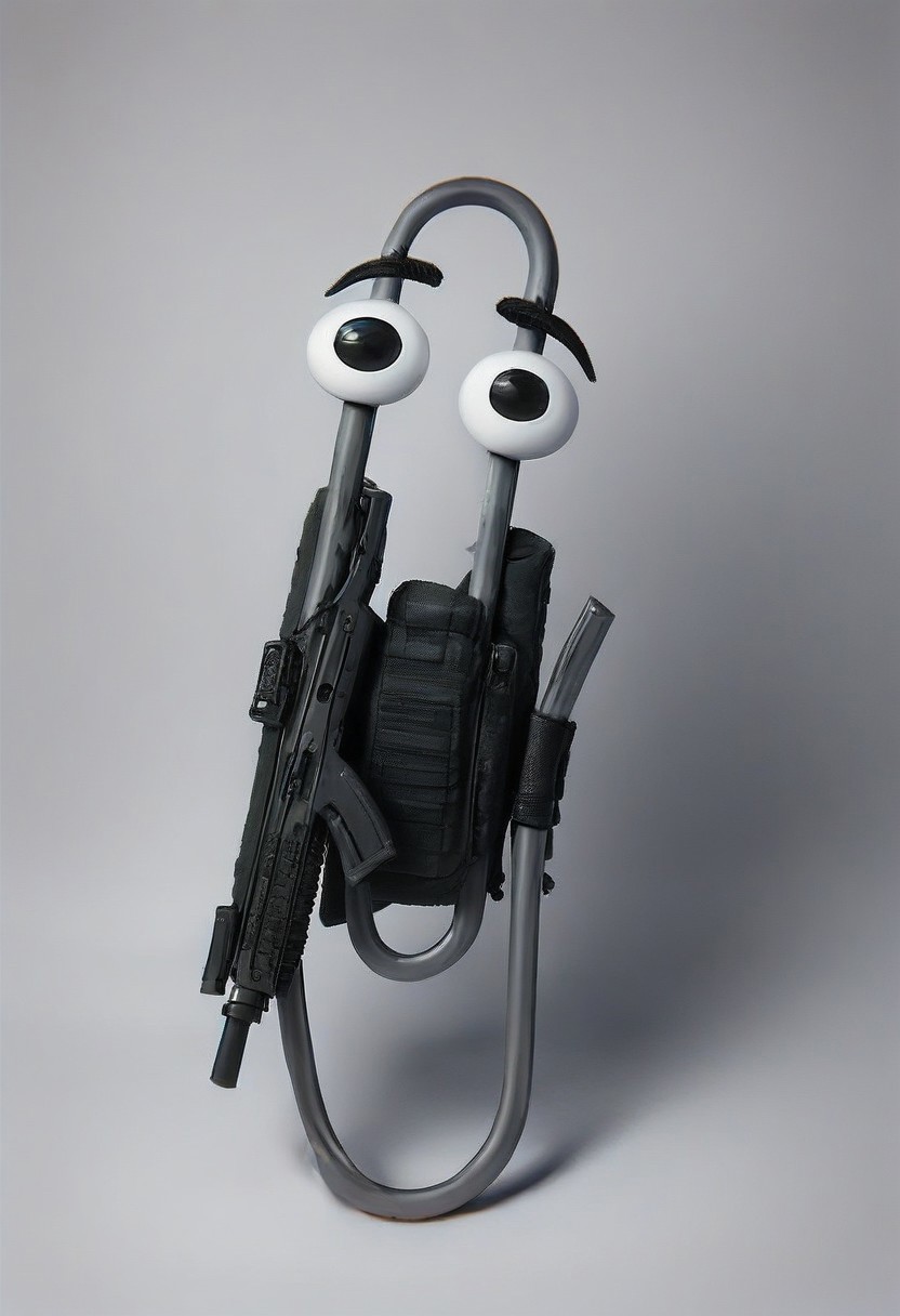 score_9, score_8, score_7, solo, SWATGear, tactical gear, cl1ppy, pokemon (creature), armor, pauldrons, rifle, gloves, bulletproof vest, assault rifle, indoors