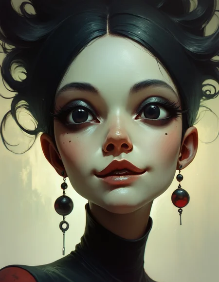score_9, score_8_up, score_7_up, score_6_up, illustration, A mysterious portrait of a woman with short, spiky black hair, her angular face half-hidden in shadows, her dark eyes filled with secrets, her lips slightly curved in a knowing, enigmatic smile., highly detailed, backlight <lora:ponys-dream:.9>