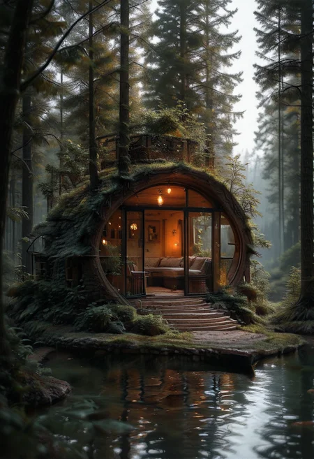 masterpiece, best quality, N4t4rch, blurry, tree, window, depth of field, traditional media, forest, from outside, <lora:NatureArchitecture_IXL:0.7>, <lora:FluxieStyle_IXL:1.0>,