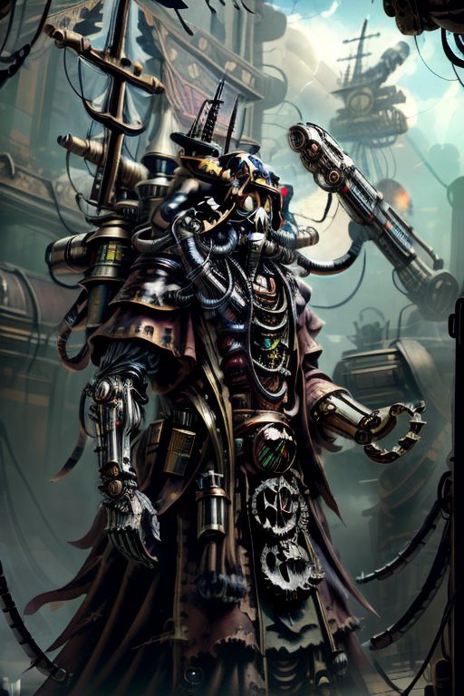 ((masterpiece,best quality)), absurdres, BREAK
mechanical arms, black robes, hood, BREAK
((techpriest)), cyborg, mechanical face, mechanical limbs, gas mask, mechanical tentacles, (mechanical backpack), BREAK
1other, solo, holding pistol, firearm, handgun, pistol, gun, BREAK
factory background, smoggy sky, air pollution, smokestacks, BREAK
(piratepunkai),