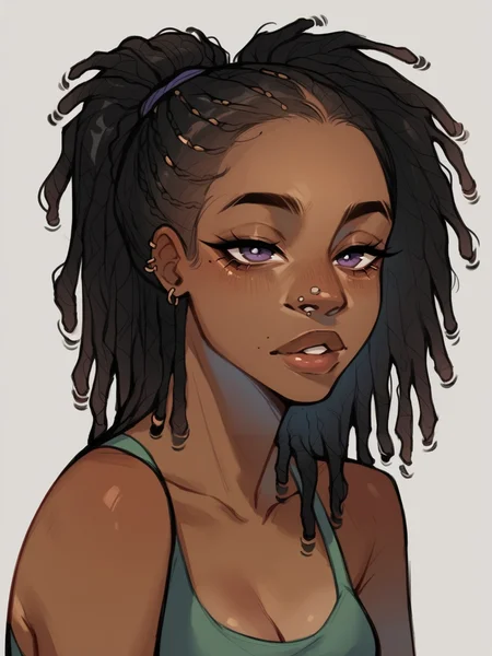 score_9, score_8_up, score_7_up, score_6_up, score_5_up,    <lora:p0tatooXLP:1> p0tatoo, dark skin, 1girl, dreadlocks,