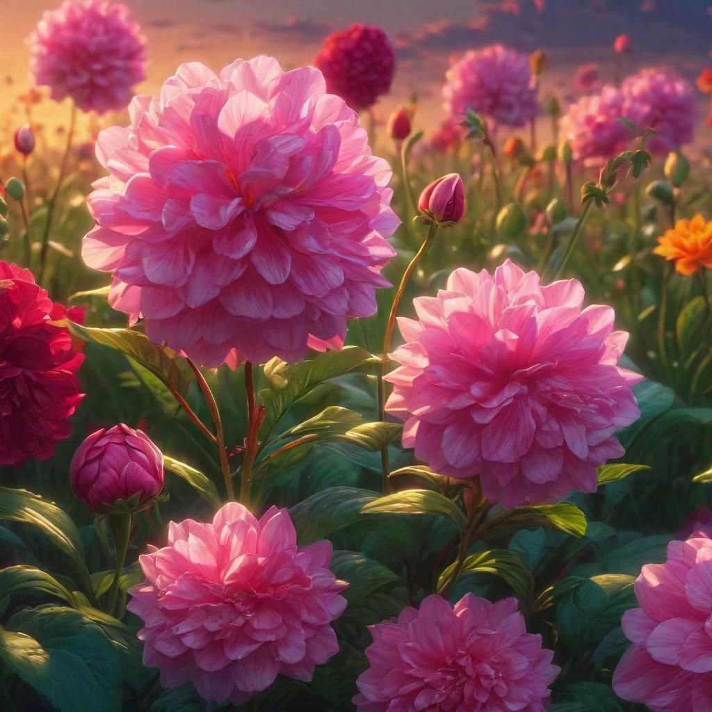 A parody of beautiful flowers, digital art, trending on Artstation by Alena Aenami and Peter Mohrbacher. Octane render 4k UHD image, highly detailed, good lighting, beautiful. epic. masterpiece. high quality resolution HD quality in gouache detailed painting by Greg Rutkowski, Thomas Kinkade. vivid color glow effect. Trending on p <lora:Details:0.85>