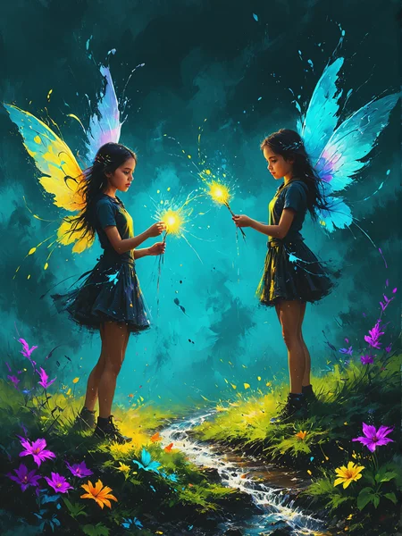 [Robotic fairies build circuits in meadows:Invisible whispers weave spells around reality:0.5], ultra-fine digital painting, <lora:xl_more_art-full_v1:0.3>,  <lora:Desolation:0.6> <lora:gorgoeus_splash_of_vibrant_paint:0.7> Gorgeous splash of vibrant paint