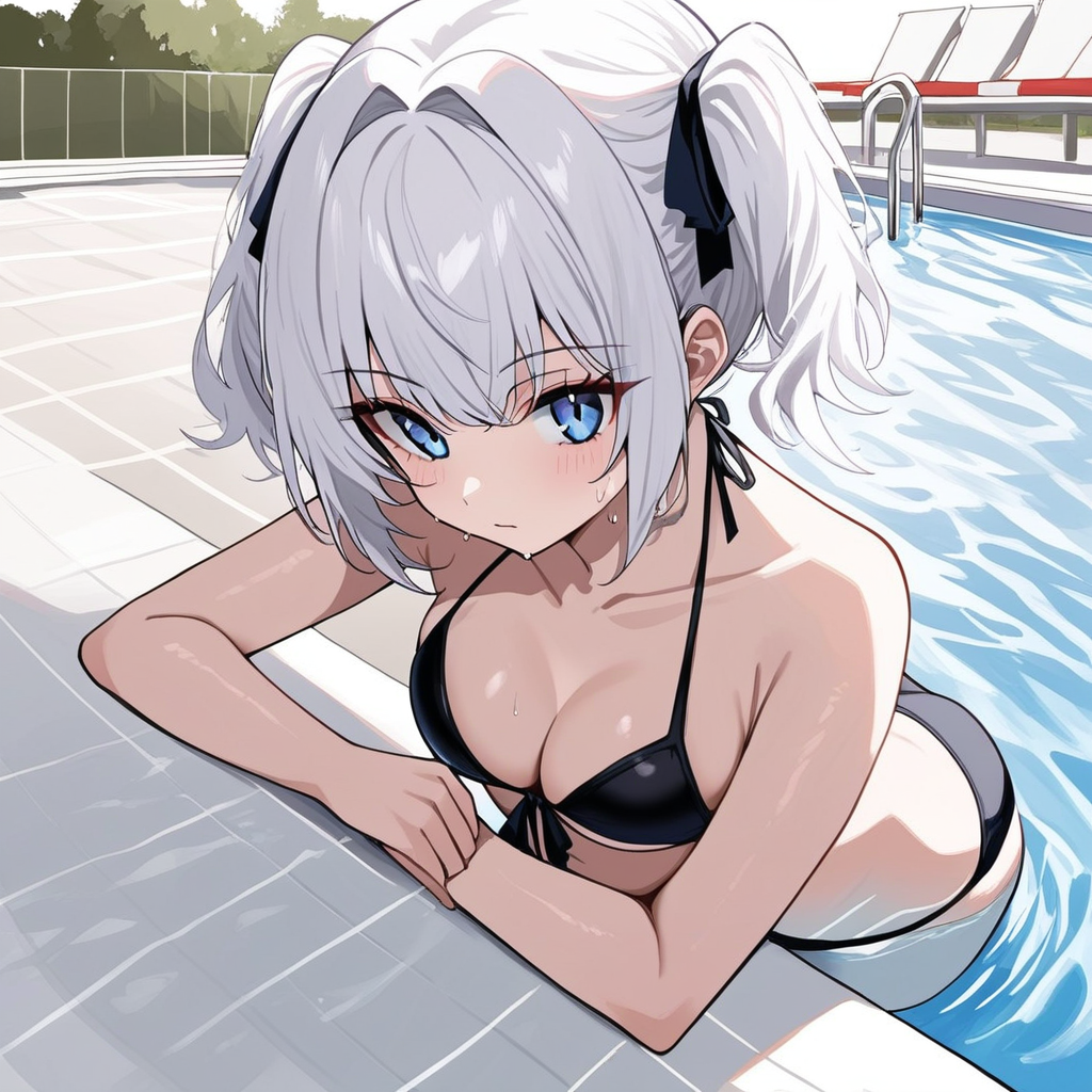 1la, bikini, swimming pool, in the water,