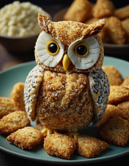 cinematic film still an owl made of breaded food
<lora:Breaded_Food_XL-000009:1>, , <lora:FILM_PHOTOGRAPHY_STYLE:0.25> . shallow depth of field, vignette, highly detailed, high budget, bokeh, cinemascope, moody, epic, gorgeous, film grain, grainy