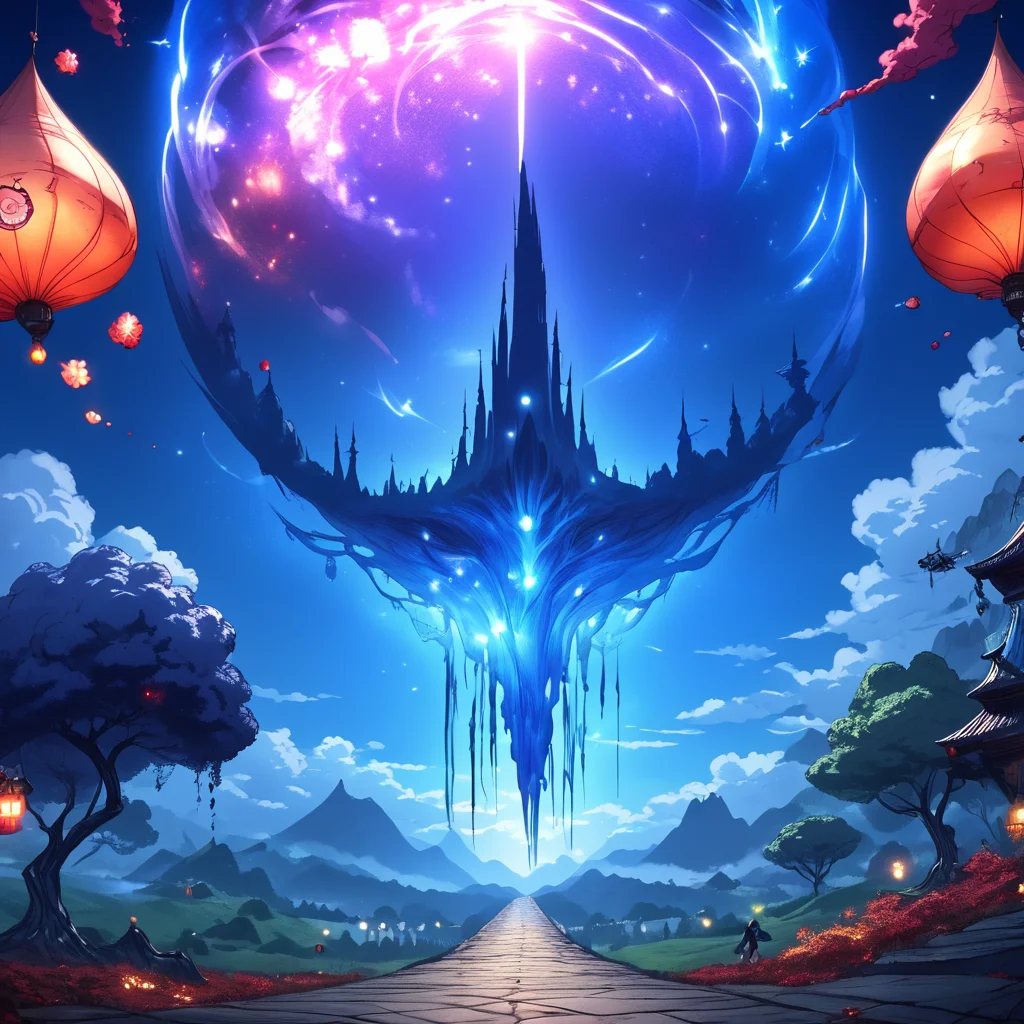 core_9, score_8_up, score_7_up, score_6_up, <lora:ArsMJStyle_-_Anime:1> ArsMJStyle, Anime, Celestial spirit market in night sky. Floating islands connected by stardust bridges. Otherworldly vendors, magical wares on display. Cosmic background, glowing ethereal beings, anime-style character expressions.