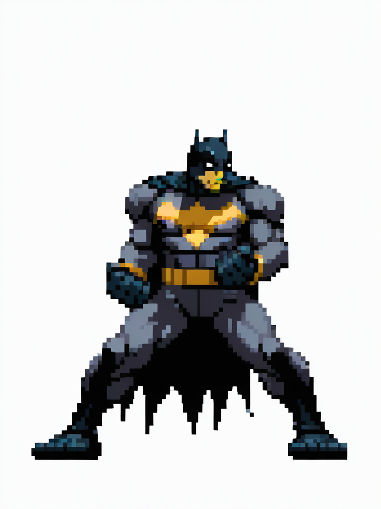 CapcomVsSnk,, white background,,
1boy, (batman:1),, looking at away, dynamic pose, full body, fighting stance,
 <lora:ACapVSsnk_Style:1.2>,