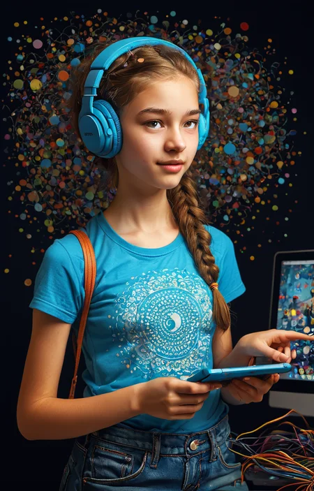 masterpiece,best quality,<lora:tbh50-sdxl:0.6>,illustration, tech genius teenage girl