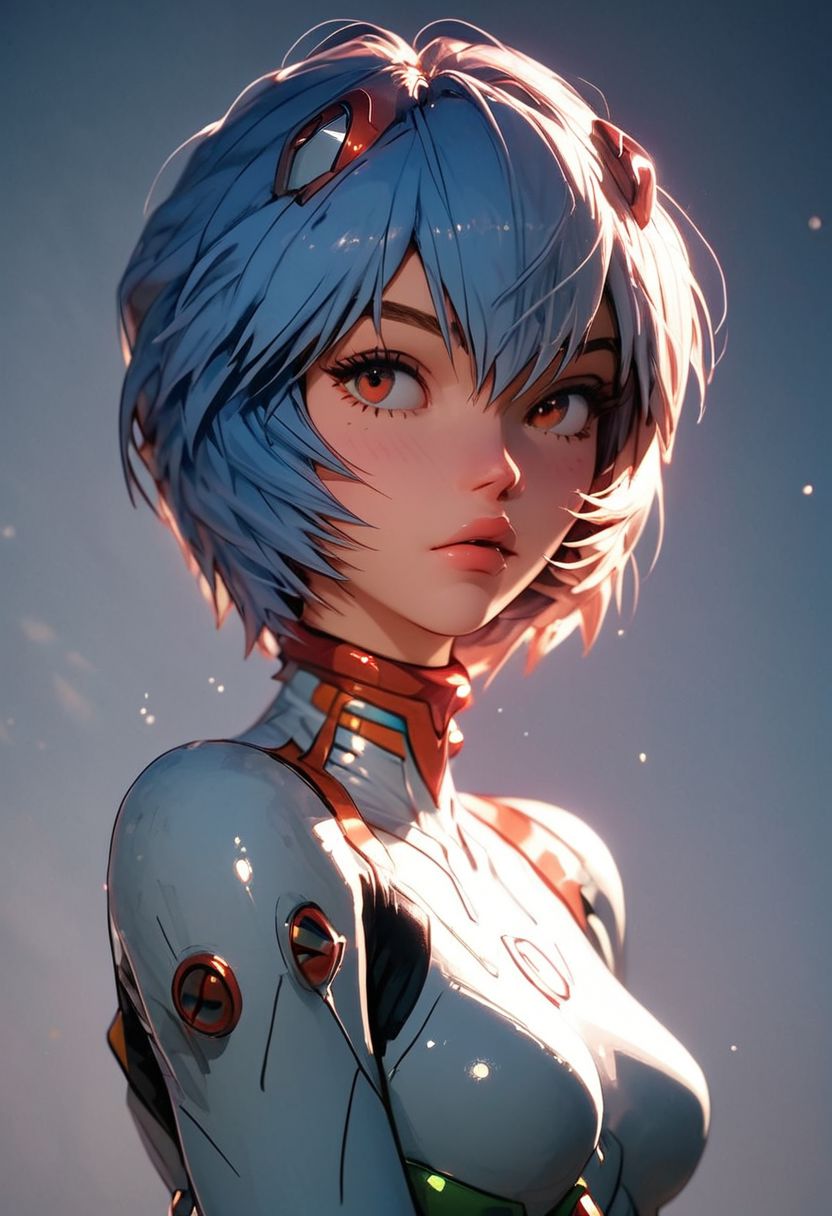 score_9, score_8_up, score_7_up, real - Live - action adaptation of a 3d character of Ayanami Rei in plugsuit, charming face, NeonGenesis Evangelion cool expression