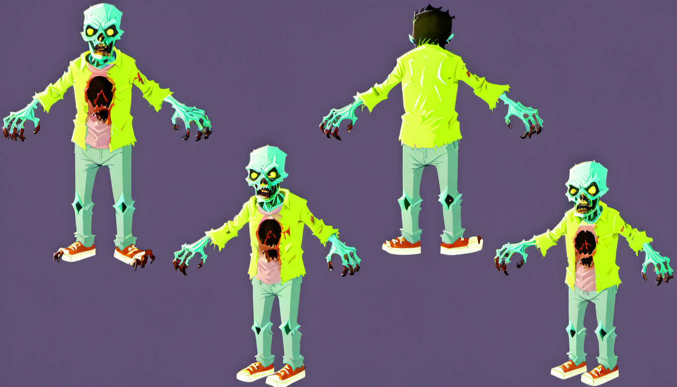 <lora:Everly_Heights_Character_Maker:1> 4view, a zombie