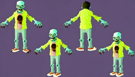 <lora:Everly_Heights_Character_Maker:1> 4view, a zombie