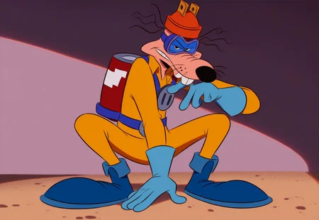 safe_pos, 1boy, solo, Megavolt, smiling, looking at viewer. anthro, orange helmet, safety goggles, buck teeth, two protruding hairs on each side, limbal ring on left eye, four fingers, yellow overall, cable reel on left hip, whiskers, red battery on back, plug on chest, blue gloves, blue boots, sitting on the ground,
low-angle shot with a tilt upwards; Lighting: Warm artificial lighting with subtle shadows; Depth of Field: Shallow, with a blurred background; highly detailed, highquality, 4k,very detailed,masterpiece, score_9, score_8_up, score_7_up,score_9, score_8_up,ratfolk, furry rat, clear image, no pixels, clear, ng_deepnegative_v1_75t,dramatic lighting